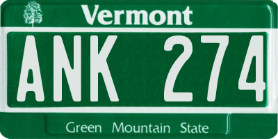 VT license plate ANK274