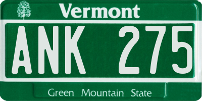VT license plate ANK275