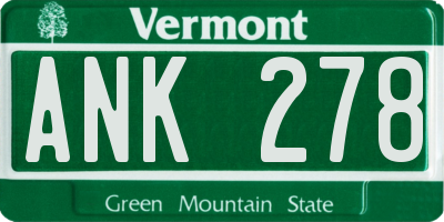 VT license plate ANK278