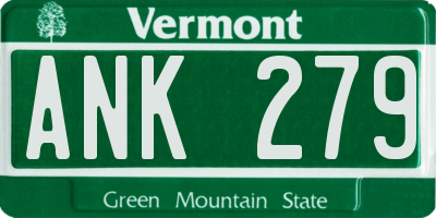 VT license plate ANK279