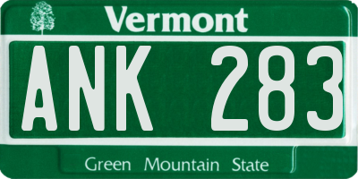 VT license plate ANK283