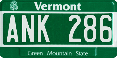 VT license plate ANK286