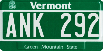 VT license plate ANK292