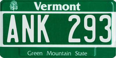 VT license plate ANK293