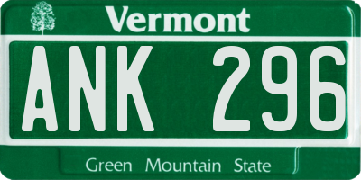 VT license plate ANK296