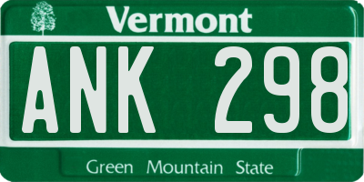VT license plate ANK298