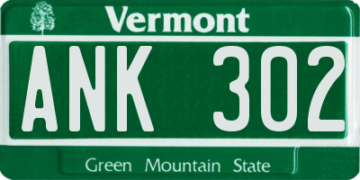 VT license plate ANK302