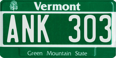 VT license plate ANK303