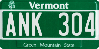 VT license plate ANK304