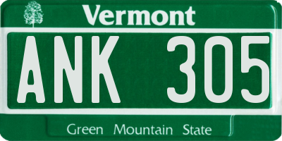 VT license plate ANK305