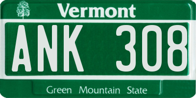VT license plate ANK308