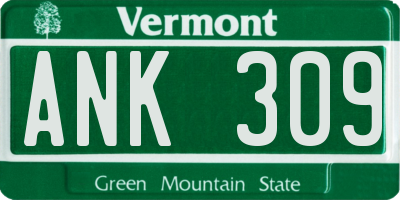 VT license plate ANK309