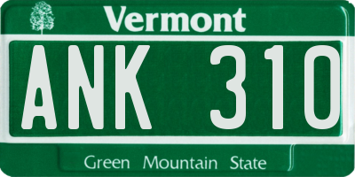 VT license plate ANK310
