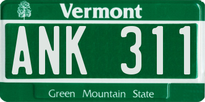 VT license plate ANK311
