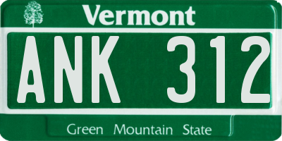 VT license plate ANK312