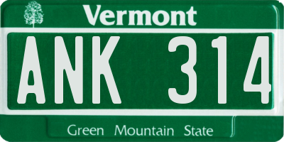 VT license plate ANK314