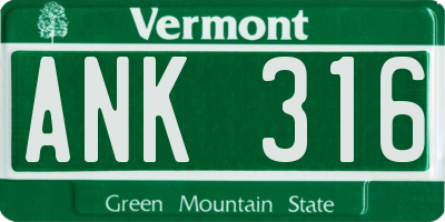 VT license plate ANK316