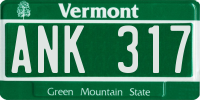 VT license plate ANK317