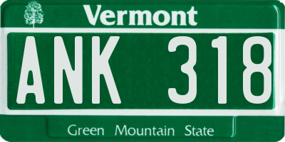 VT license plate ANK318