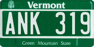 VT license plate ANK319