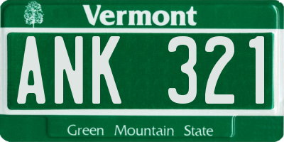 VT license plate ANK321