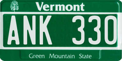 VT license plate ANK330