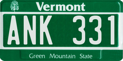 VT license plate ANK331