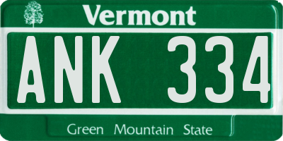 VT license plate ANK334