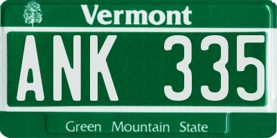 VT license plate ANK335