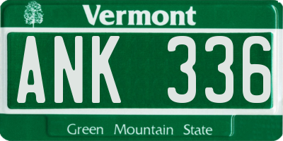 VT license plate ANK336
