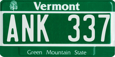 VT license plate ANK337