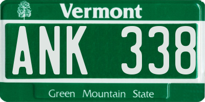 VT license plate ANK338