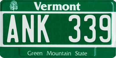 VT license plate ANK339