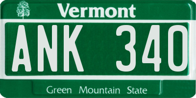 VT license plate ANK340