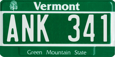 VT license plate ANK341