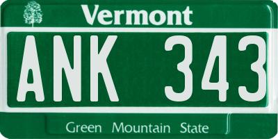VT license plate ANK343