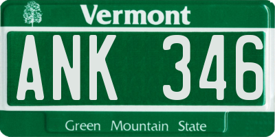 VT license plate ANK346