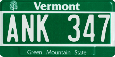 VT license plate ANK347