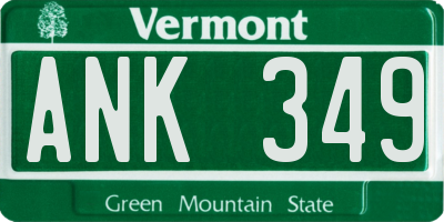 VT license plate ANK349