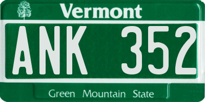 VT license plate ANK352
