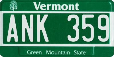 VT license plate ANK359