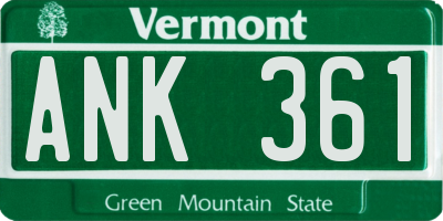 VT license plate ANK361