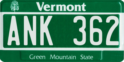 VT license plate ANK362