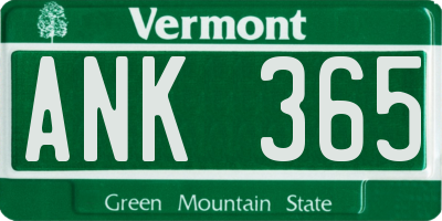 VT license plate ANK365