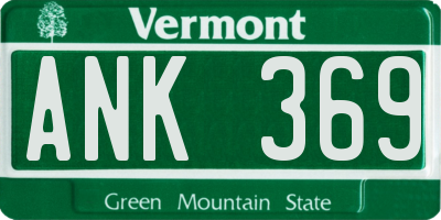 VT license plate ANK369