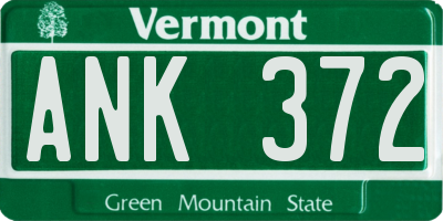 VT license plate ANK372