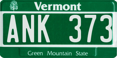 VT license plate ANK373