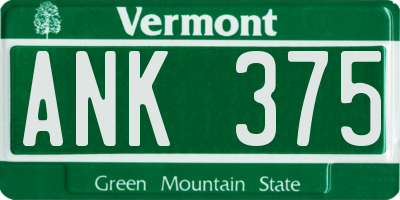 VT license plate ANK375