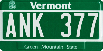 VT license plate ANK377