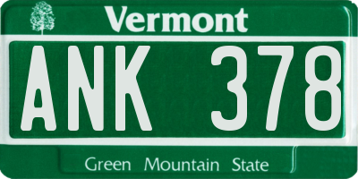 VT license plate ANK378